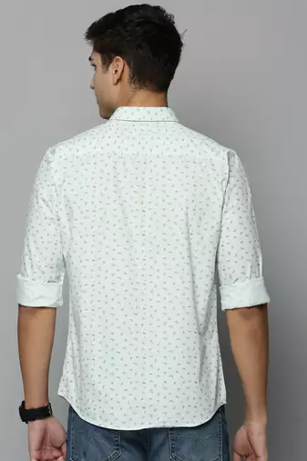 men's long sleeves micro checks green shirt