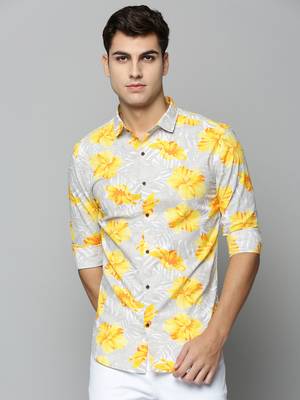 men's long sleeves floral grey shirt 2