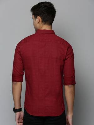 men's long sleeves conversational maroon shirt 4