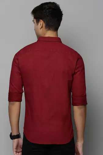 men's long sleeves conversational maroon shirt