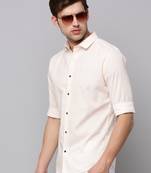 men's long sleeves geometric cream shirt