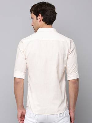 men's long sleeves geometric cream shirt 4