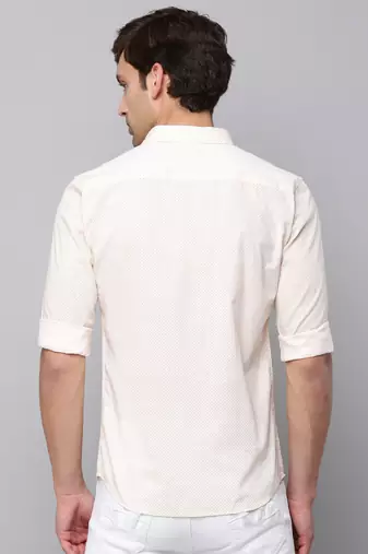 men's long sleeves geometric cream shirt