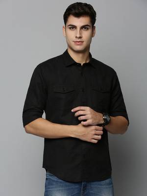 Showoff men's long sleeves solid black shirt 2