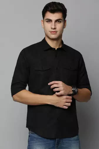 Showoff men's long sleeves solid black shirt