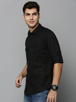 Showoff men's long sleeves solid black shirt 3