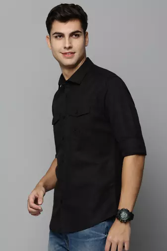 Showoff men's long sleeves solid black shirt