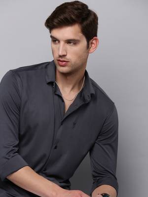 men's long sleeves solid grey shirt 1