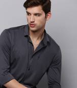 men's long sleeves solid grey shirt