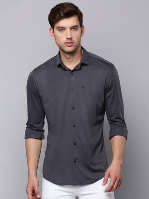 men's long sleeves solid grey shirt 2