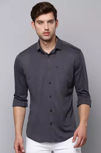 men's long sleeves solid grey shirt