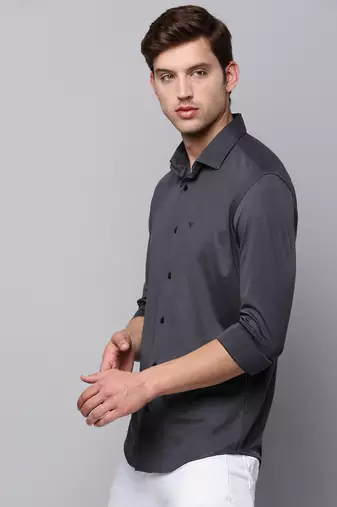 men's long sleeves solid grey shirt