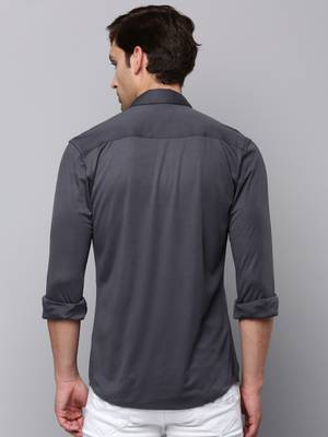men's long sleeves solid grey shirt 4