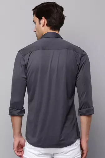 men's long sleeves solid grey shirt