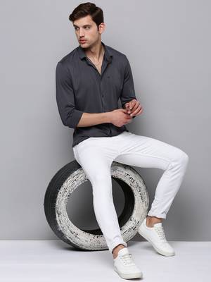 men's long sleeves solid grey shirt 5