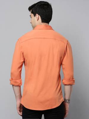 men's long sleeves solid coral shirt 4
