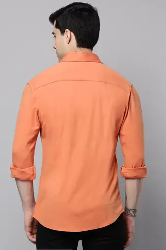 men's long sleeves solid coral shirt