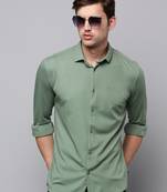 men's long sleeves solid green shirt