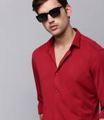 men's long sleeves solid burgundy shirt