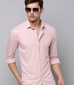 men's long sleeves solid pink shirt