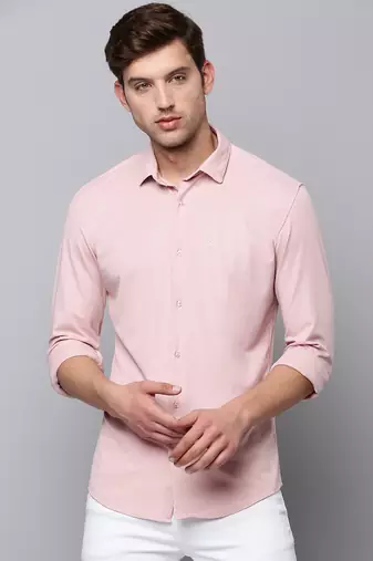 men's long sleeves solid pink shirt