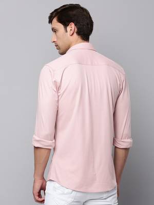 men's long sleeves solid pink shirt 4