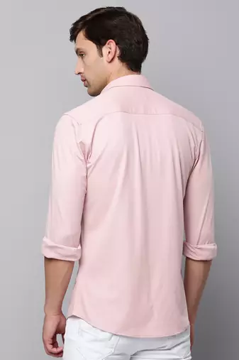 men's long sleeves solid pink shirt