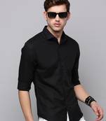 men's long sleeves solid black shirt