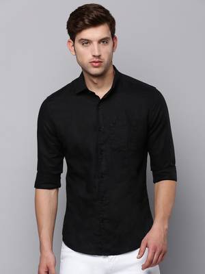 men's long sleeves solid black shirt 2