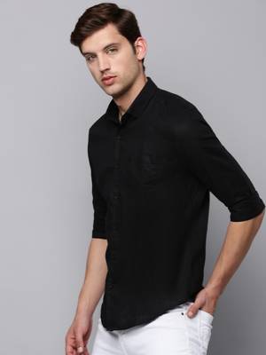 men's long sleeves solid black shirt 3