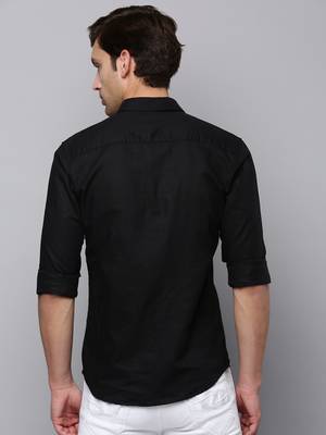 men's long sleeves solid black shirt 4