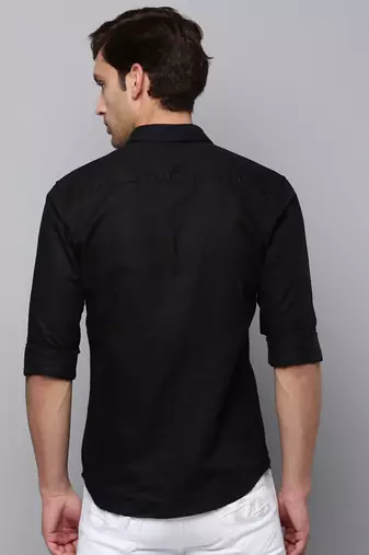 men's long sleeves solid black shirt