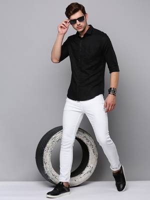 men's long sleeves solid black shirt 5