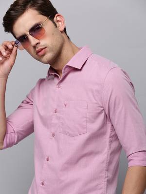 Showoff men's long sleeves solid mauve shirt 1