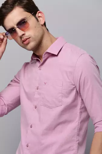Showoff men's long sleeves solid mauve shirt