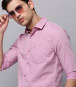 Showoff men's long sleeves solid mauve shirt