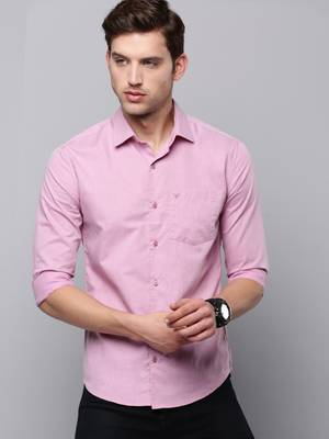 Showoff men's long sleeves solid mauve shirt 2