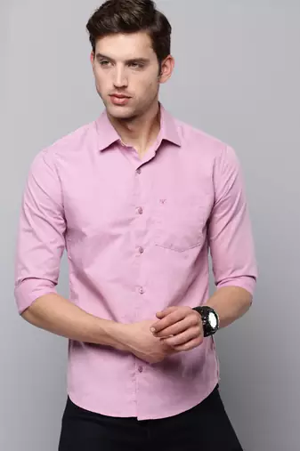 Showoff men's long sleeves solid mauve shirt
