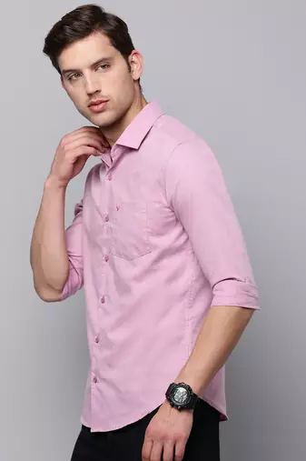 Showoff men's long sleeves solid mauve shirt