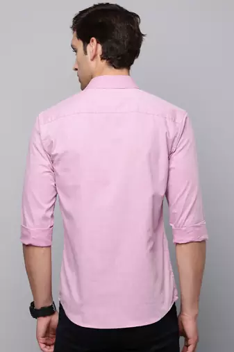 Showoff men's long sleeves solid mauve shirt