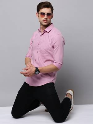 Showoff men's long sleeves solid mauve shirt 5