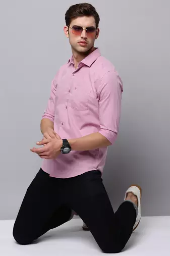 Showoff men's long sleeves solid mauve shirt