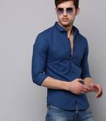 men's long sleeves solid teal shirt