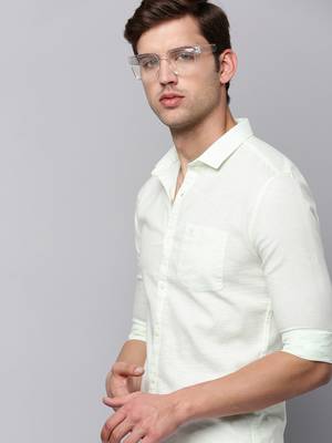men's long sleeves solid green shirt 1