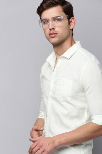 men's long sleeves solid green shirt