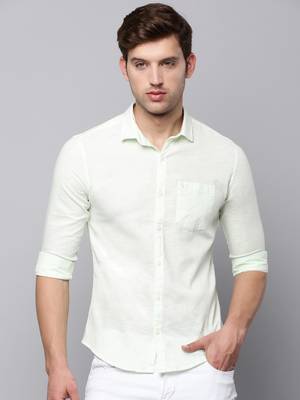 men's long sleeves solid green shirt 2