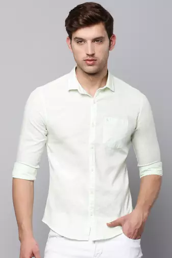 men's long sleeves solid green shirt