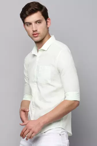 men's long sleeves solid green shirt