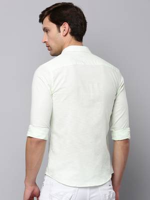 men's long sleeves solid green shirt 4