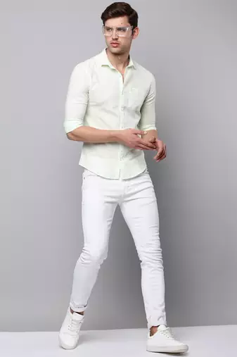 men's long sleeves solid green shirt
